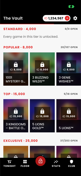 Vault tiers and locked games by price